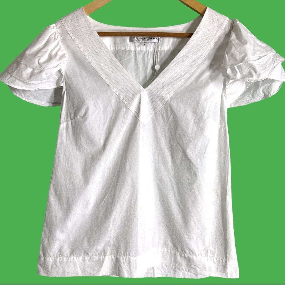 New Trina Turk White Cotton Top M